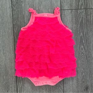 CHEROKEE TIERED LACE SLEEVELESS ROMPER PINK 6-9MO